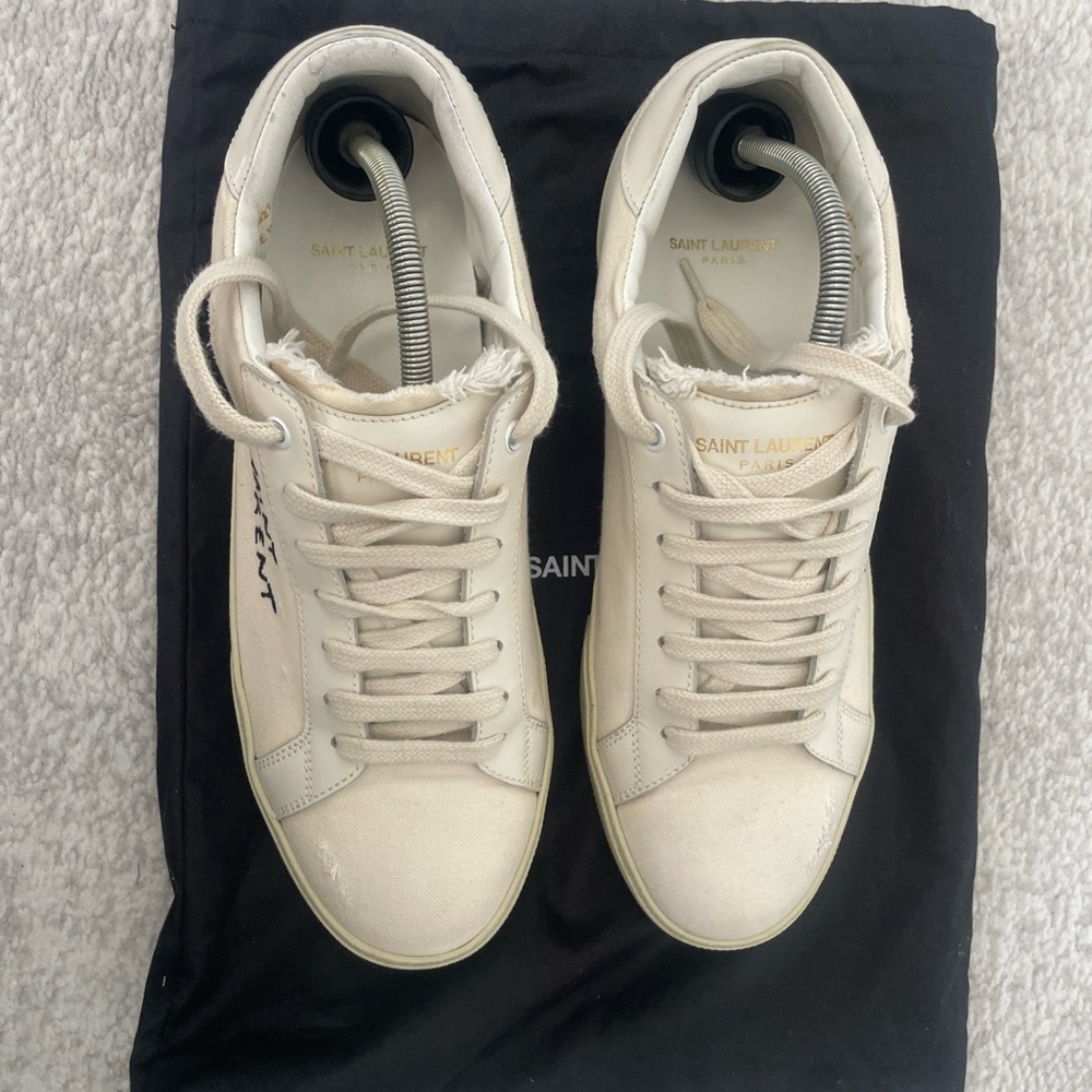 Saint Laurent Men's Off-White Sneakers - Picture 2 of 9
